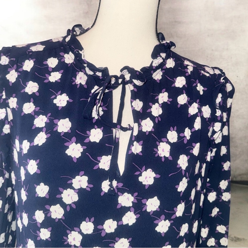 J. CREW Tiered hi neck Peony FLORAL dress women’s size medium - Picture 5 of 17